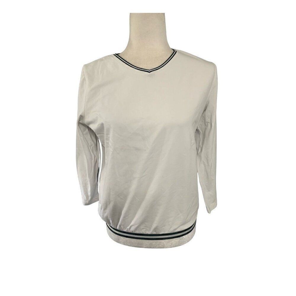 the lines in between womens black white v neck long sleeve top t shirt large